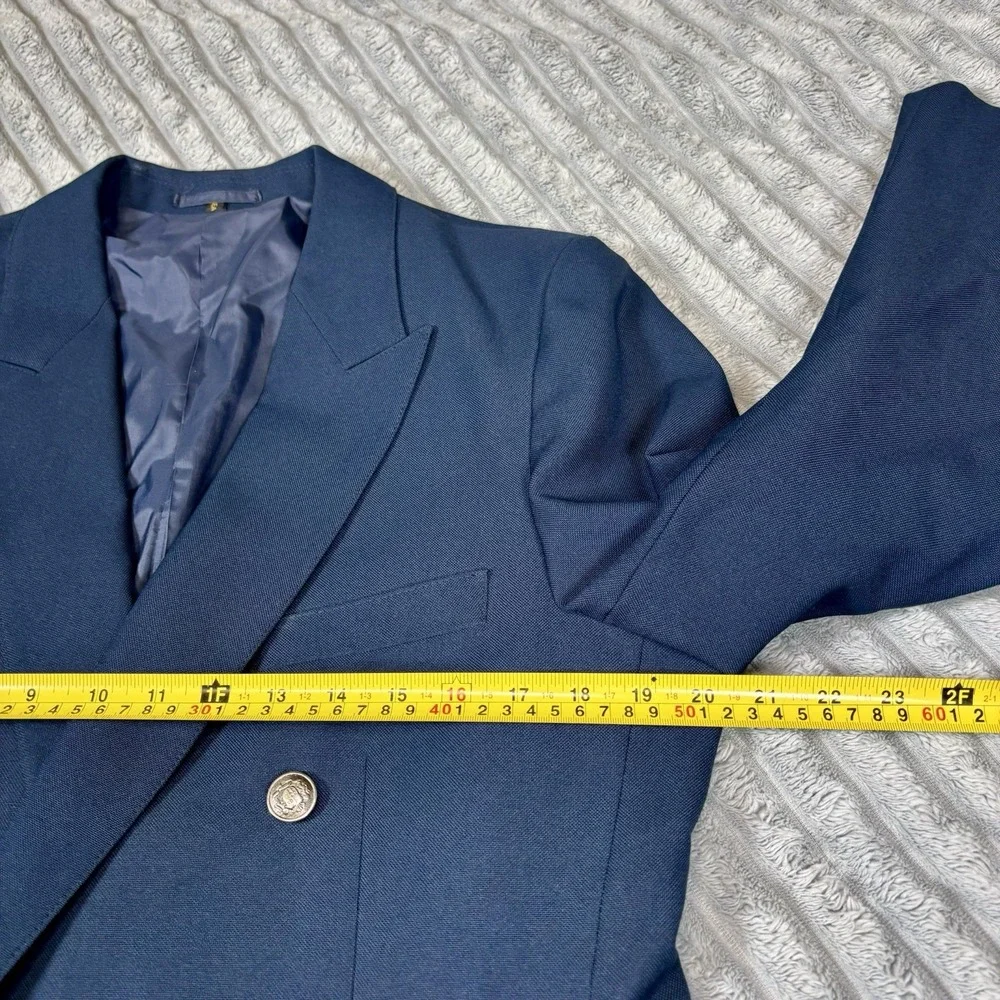 Garson‎ Pierye men's size R42 dark blue silver tone buttons w lions blazer